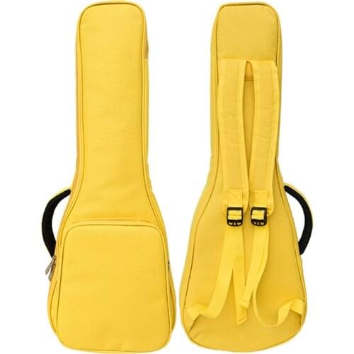 10MM Leather Handles Thick Durable Colorful Ukulele Case Bag with Storage ，23/24in, yellow