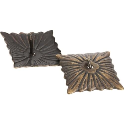 100Pcs 21x21mm Vintage Upholstery Square Nails Antique Bronze Decorative Upholstery Tacks Elegant Studs Door Sofa Home accessory