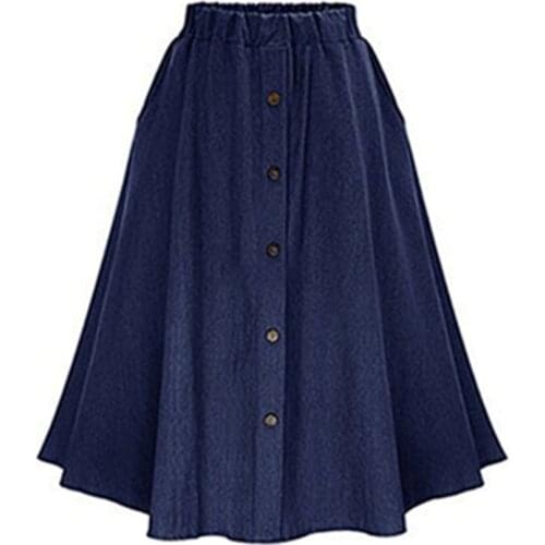 2021 Summer Fashion Skirt High Waist Skirt Female Loose Casual Harajuku Skirt Blue Jeans Elastic Waist Plus Size Loose Skirt