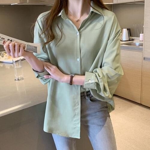 2021 Fashion Autumn Clothing for Women Top Long-Sleeved Shirt Ladies Casual Chiffon Solid White Button Blusas Female Korean 0827