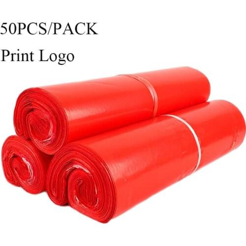 50Pcs Plastic Red Color Envelope Express Bags Thicken Poly Clothing Mailing Bags Waterproof Postal Courier Envelope Shipping Bag