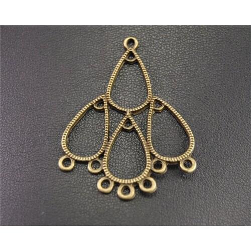 8pcs Bronze/Silver Color Teardrop Chandelier Accessories For Jewelry Making 35x46mm