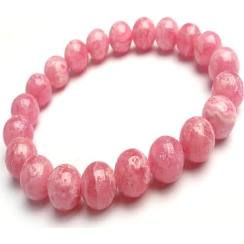 9mmGenuine Argentina Rhodochrosite Gems Natural Stone Bracelets For Women Femme Charm Love Round Beads Bracelet Free Shipping