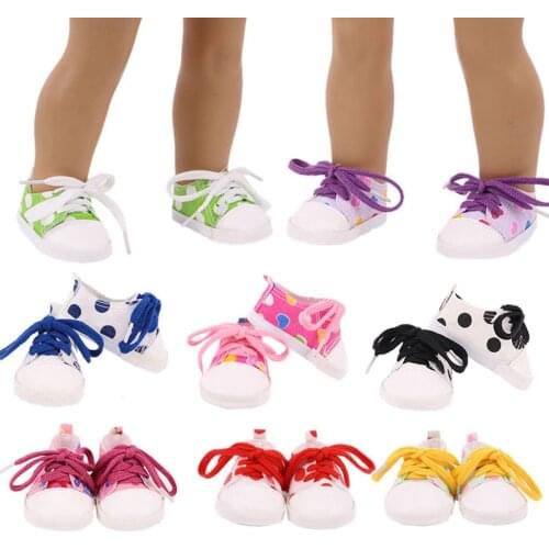 Promotion!Cute Canvas Doll Shoes Length 7.5 cm For 18 Inch Girl Doll & New Born Baby Doll 43 cm & 41 cm Nenuco,Our Generation