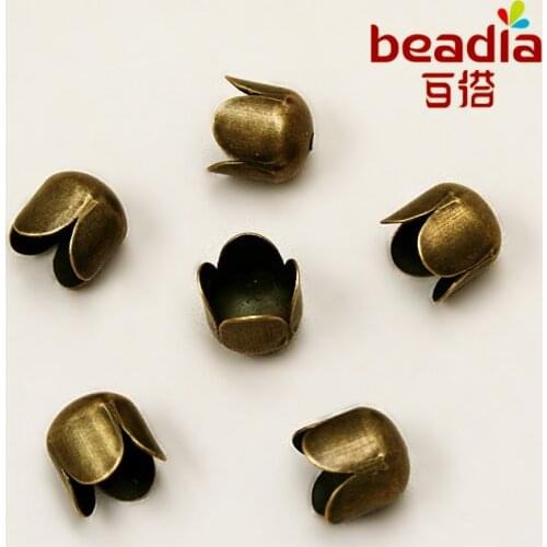 Beadia 100pcs/Lot Gold Bronze Rhodium Plated beads Cap Jewelry Findings 8mm End Cap for DIY CN-FZA002