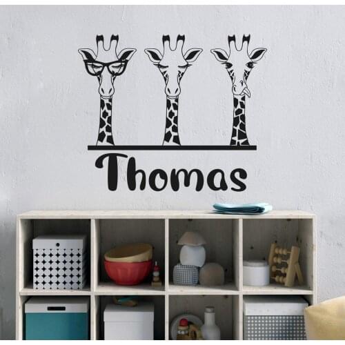 Giraffe head custom childrens name wall decals boy bedroom kindergarten wall decoration fun giraffe face childrens gift Diy40