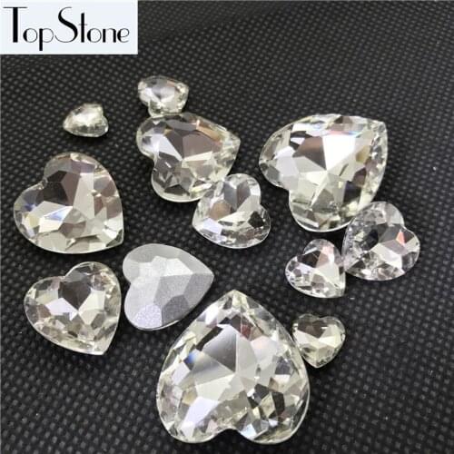 Topstone Heart Fancy Stone Crystal Clear Color 14mm 27mm Pointback Glass Crystals Jewelry Accessories