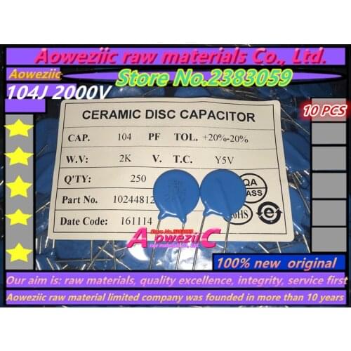 100% New original 104J 2000V high voltage ceramic capacitors ceramic capacitors 100NF 0.1UF 2KV feet away from the 10MM