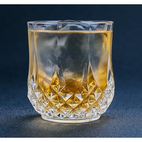 200ml Classic Whisky Glass Carved Glass Cup Vintage Vodka Cocktail Wine Glass Mug Bar Household Drink with Flat Bottom Glass