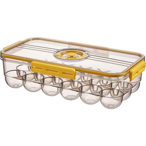 Transparent 18 Egg Tray/rack Storage Box With Lid And Special Buckle Stackable PET Plastic Refrigerator Egg Container Kitchen