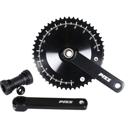 Speedometer Crankset Fixie Fixed Gear Single Speed Bike Track Bicycle 48T 51T Chainwheel Aluminum 165mm Crank Hollow Integration