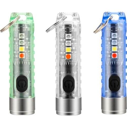 S11 Lightweight Mini Keychain Flashlight 400 Lumens Magnetic Plastic Keychain Light with UV Light