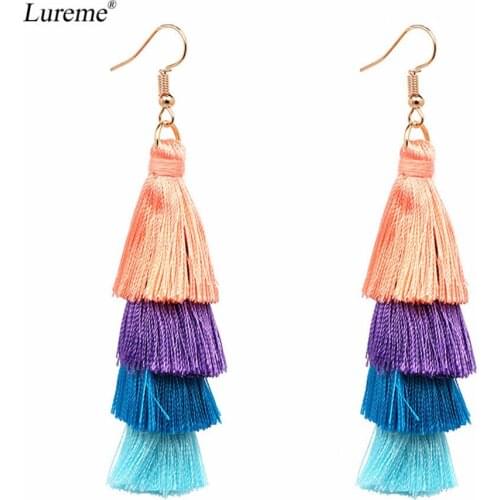 Lureme Fashion Gradient Color Charming Pendants Gems Hook Drop Tassels Earrings for Women Long Earrings (er005664)