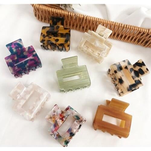 Fashion Women Acetate Hair Claws Crab Clamps Charm Solid Color Leopard Lady Small Size Hair Clips Headdress Hair Styling Tool