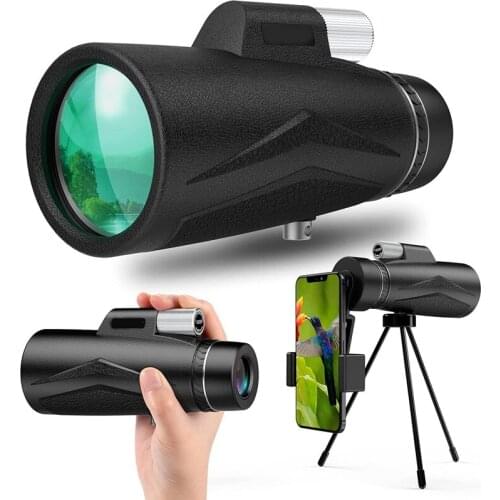 12X50 Monocular Telescope High Power Monocular with 19cm Smartphone Holder Tripod Waterproof Zoom Telescope Dual Focus
