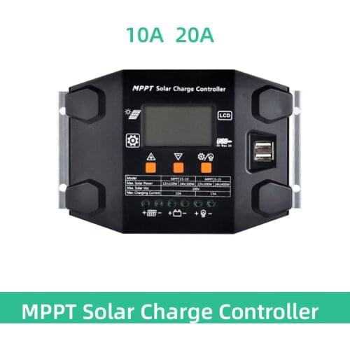 MPPT Solar Controller MPPT15 10A 20A with Double USB Ports 12V 24V auto Solar Regulator