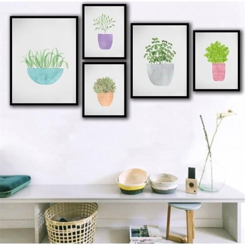 Cartoon Cute Potted Plants Home Decor Painting Nordic Simple Canvas Prints Poster Modern Space Art Wall Picture For Room