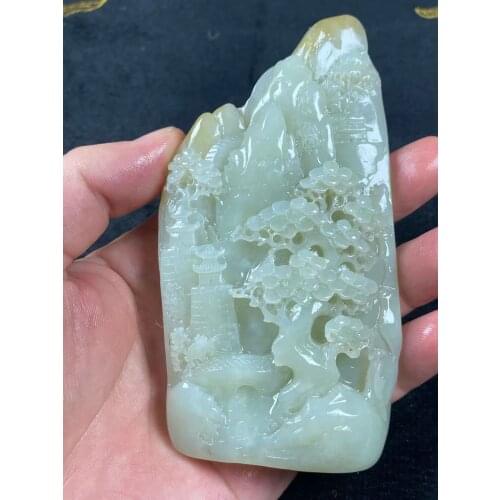 Natural hetian jade A HandCarved jade landscape jadeite jade pendant jade necklace jewelry necklaces woman men jewelry