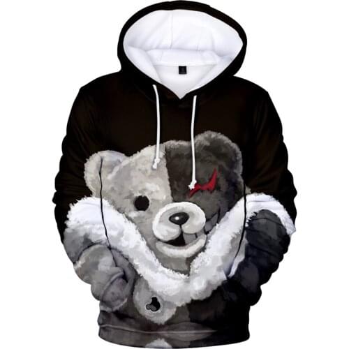 2020 Novelty Danganronpa Merch Hoodies Monokuma Cosplay Costume Anime Funny Sweatshirts Kawaii Pullovers Kids Clothing Casual