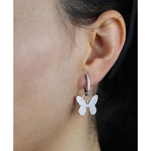 Wholesale New Gold Fashion Cute Butterfly Earrings High Quality Cz Stone Insect Animal design Earrings for Women Girl Jewellery