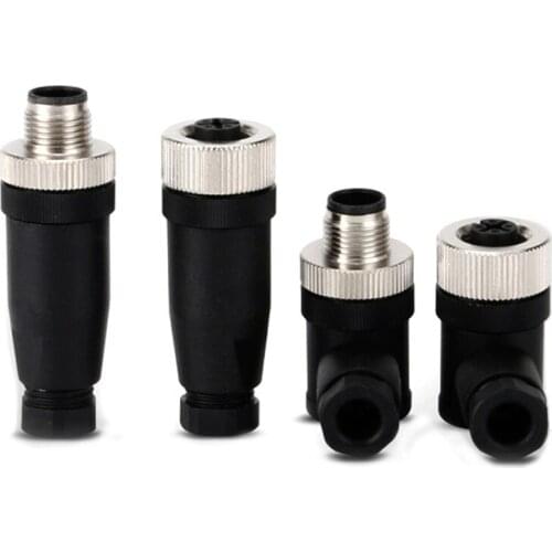 Sensor connector M12 waterproof male&female straight&angle screw threaded plug coupling 4 5 8 Pin A type