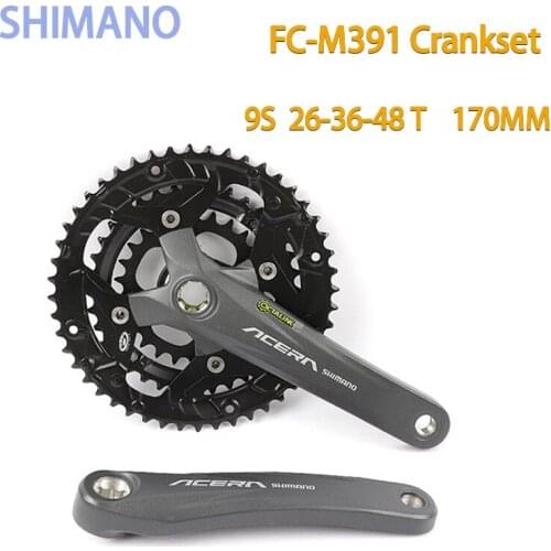 SHIMANO DEORE XT FC-M391 Aluminum Alloy Body Hollow Axle Spline Crank 48T BB-ES300-126 Length Axis Mountain Bike Accessories