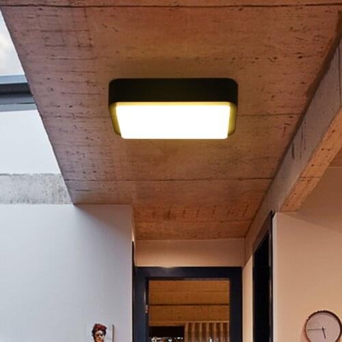 Modern Minimalism LED Ceiling Lamp Aluminum Square Outdoor Black/Grey Creative Personality Wall Lamp For Balcony Corridor Aisle