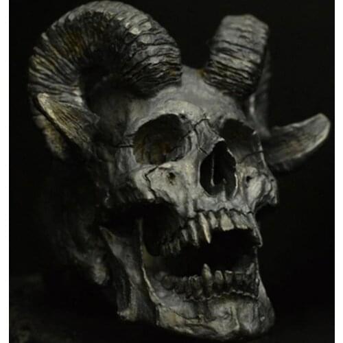 Vintage Gothic Punk Stainless Steel Ring Demon Satan Goat Skull Ring Mens Motorcycle Ring Jewelry Accessories