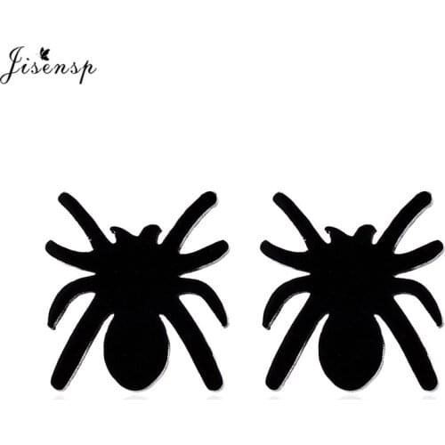 Jisensp Punk Style Exaggeration Black Spider Charm Ear Stud Earrings for Women Statement Jewelry Cute Animal Earrings pendientes