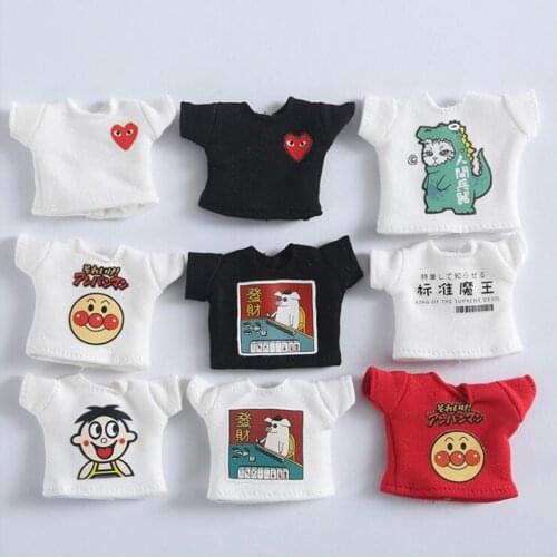 1PCS Cartoon ob bjd Lovely Printed T-shirt Doll Clothes for ob11,obitsu 11,molly, gsc,1/12 BJD Doll Accessories Clothing