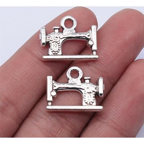 10pcs 19x15mm Antique Silver Plated Sewing Machine Charm Pendant For Jewelry Making DIY Jewelry Findings