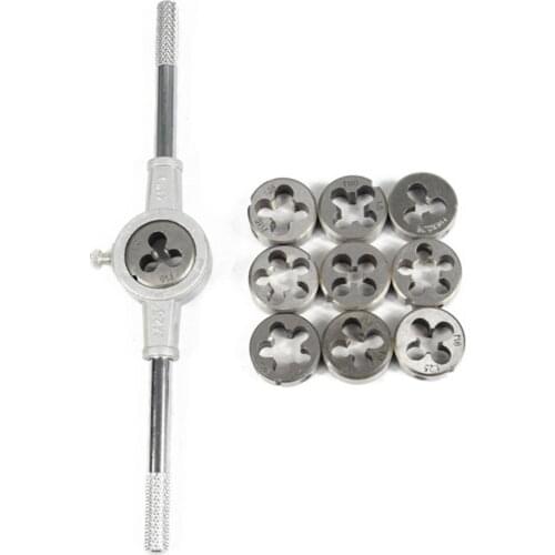 11 Pcs Metric Tap Die Set Carbon Steel Screw Thread Drill Kit Taps Wrench Kit Professional Thread Gauge Hand Tools