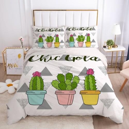 2/3pcs Duvet cover set pillow case Bedding set Queen King Euro Bed linens 220x240 140x200 240x260 Bed set Eastey nordic cactus