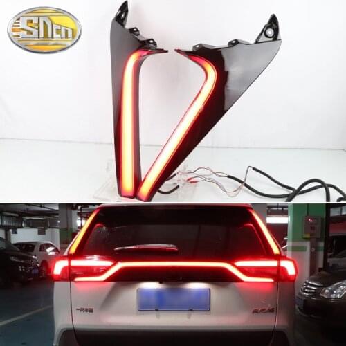 2PCS For Toyota RAV4 2019 2020 3-in-1 Functions LED Bumper Light Rear Fog Lamp Dynamic Turn Singal Brake Pillar Light Reflector