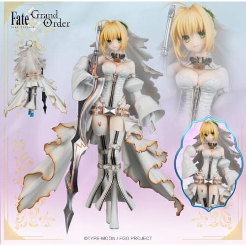 24cm New Arrival Anime Action Figure FGO Fate Grand Order Saber Wedding Ver Model PVC Decoration White Dress figura T30