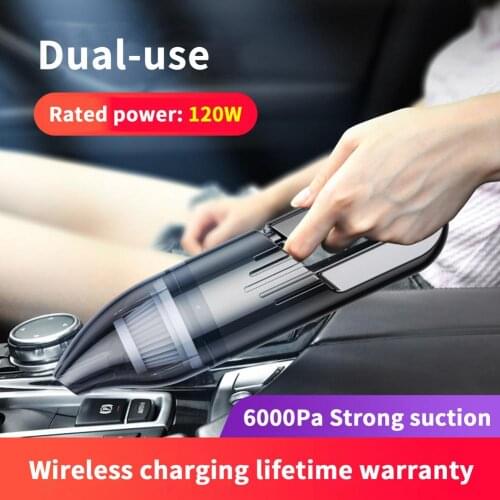 Automotive Handheld Cordless 6000Pa Vacuum Cleaner Portable Wet Dry Vacuum for Car USB Port 120W Dust Collector