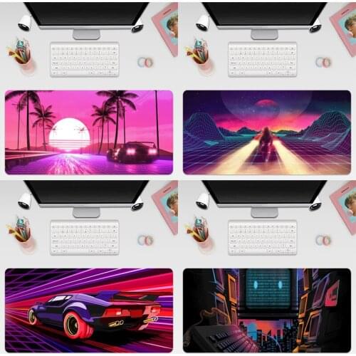 80s Retro Large Keyboard Cover Non-Slip Rubber Base Computer Carpet Desk Mat PC Game Mouse Pad