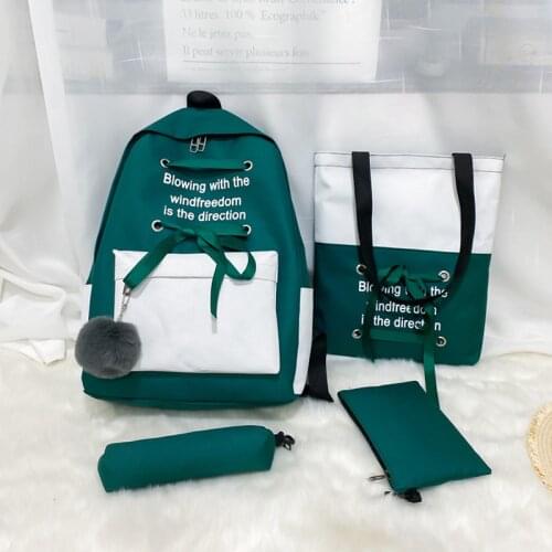 RoyaDong Brand Womens Backpacks Luxury Canvas Girls School Bags Designer Student Book Bag 4pcs/set 2021 Fashion Girls Backpack