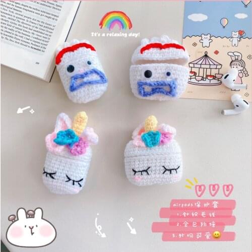 Cute Fluffy Bluetooth Earphone Case Cartoon Case Fur Fabric Wireless Headphones Knitted Plush Covers For Airpods 1 2 Pro Cover