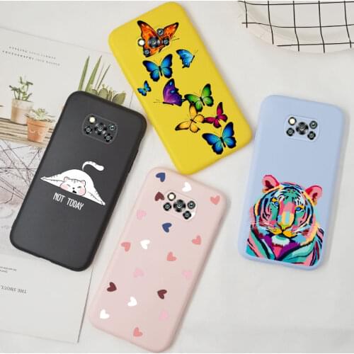 For Xiaomi Poco X3 Cover Soft TPU Case For Xiaomi Poco X3 Pro Silicone Cute Cartoon Cat Girl Love Print Poco X3 NFC X 3 Coque