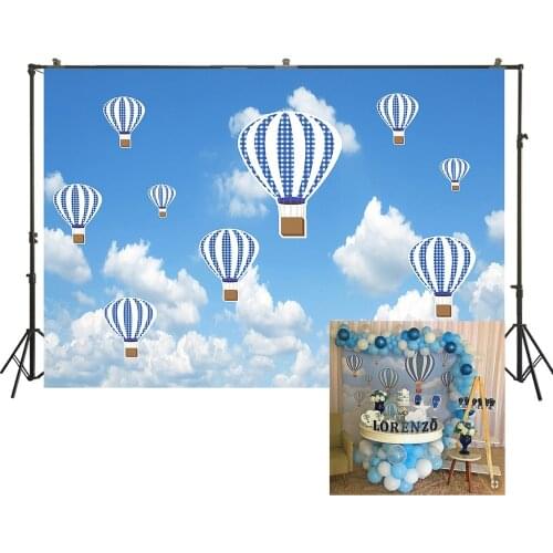 HUAYI Photography Backdrop Birthday Party Desserts Table Decor Photo Background Boys Blue Balloon Baby Shower Backdrop W-3558