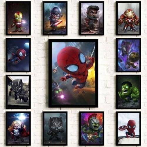 Marvel Superhero Canvas Posters Spiderman Captain America Hulk Iron Man Thor Marvel Avengers Baby Shower Wall Art Boys Gift