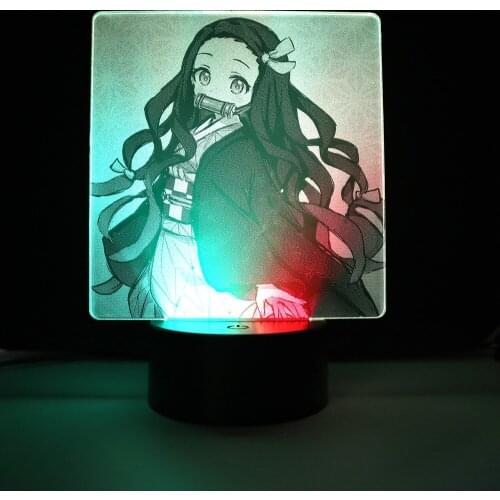 Colorful Anime Kimetsu No Yaiba Nezuko Two Tone Lamp for Kid Bedroom Decor Birthday Gift Manga Demon Slayer Two Tone LED Light