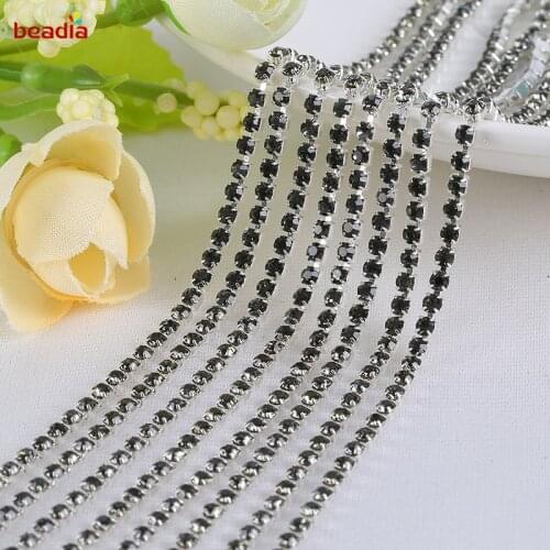 Hot Sale 2/2.5/2.8/3mm High Density Flatback Light Grey Rhinestone Chain For Decor Craft Sewing Clothes Accessories