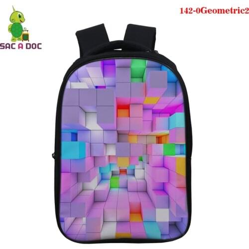 3D Printed Neon Geometric Backpack Multifunction 14 Inch Travel Student Backpack for Teenagers Boys Girls Geometric School Bags