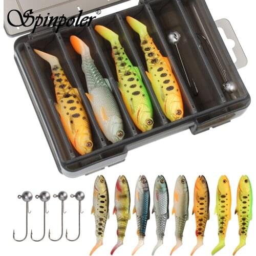 Spinpoler Kit Fishing Lures Set Soft Lure Fishing Bait Round Head Hook Hook Sinking Swimbait Crankbaits Artificial Bait Pesca