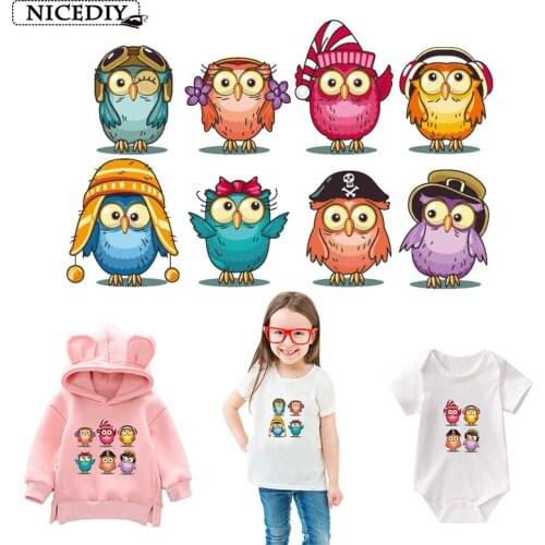 Nicediy Ironing Transfers Patches Heat Press Stickers For Baby Cute Owls Patch Appliques For Kids Thermal Transfers Washable DIY