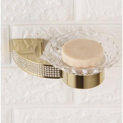 Czech Crystal Wall Mounted Soap Dish Box Drain Sponge Holder Storage Rack For Bathroom Accessories Toiletries Organizer Kitchen