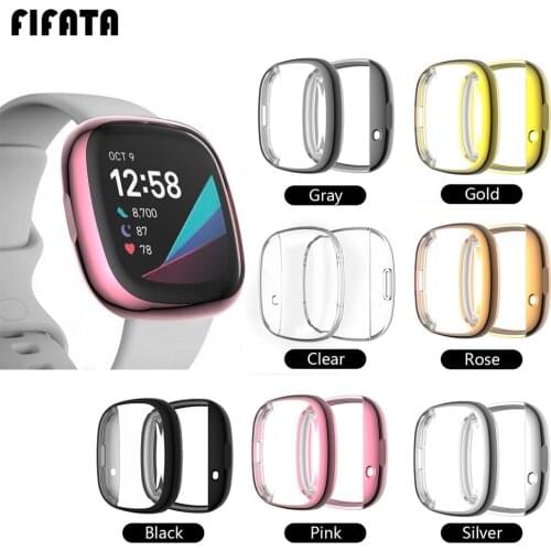 FIFATA 2020 New TPU Plating Silicone Full Package Protective Shell For Fitbit Versa 3/Fitbit Sense Smart Watch Case Cover