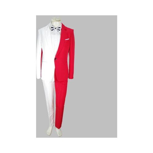 Jacket+pants) Nightclub White Red Matching Suits Luxury Male Personality Party Blazers Men Wedding Suit Mens Fashion Slim Coat